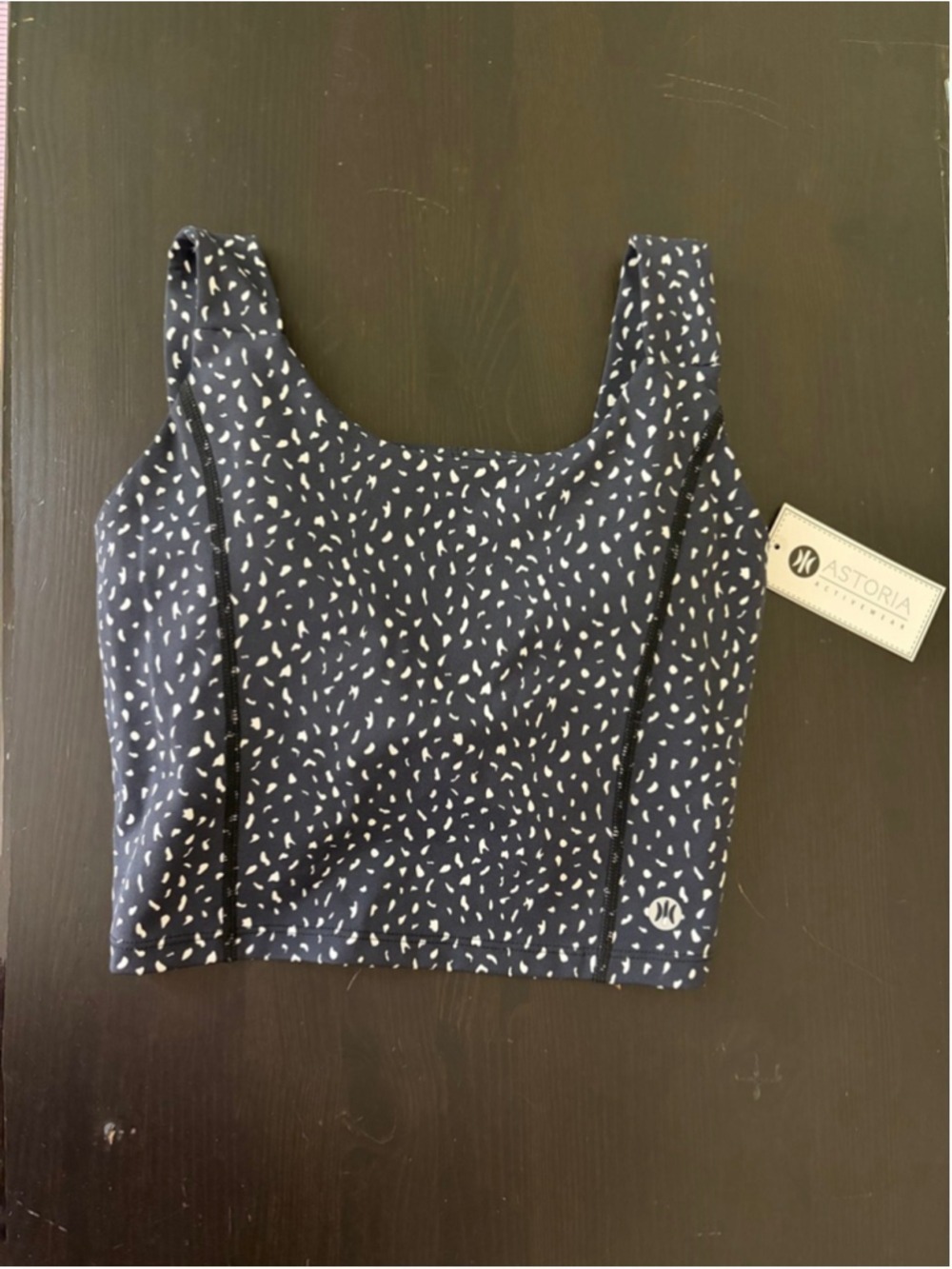 Astoria LUXE IGNITE Sports Crop Black Speckle Athleisure Yoga Casual Size M NWT